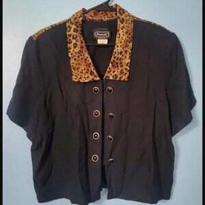 364- Frascati Black Jacket with Animal print accents Size 14